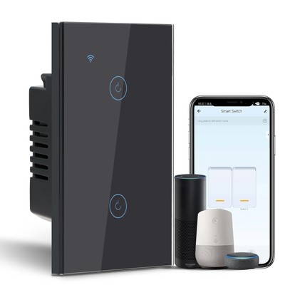BSEED Smart Light Switch 2 Gang WiFi Alexa Light Switch with Remote APP Contr...