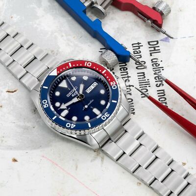 Pre-owned Seiko 5 Sports Srpd53k1 Automatic Pepsi Blue 24 Jewels Analog Men's Watch Srpd53