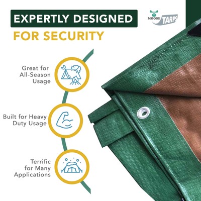 Heavy Duty Poly Tarp 20x40 Waterproof Tarpaulin 12 Mil Multipurpose Shade Cover