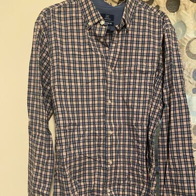 George pink/light blue button down plaid shirt. Size Large. NWOT