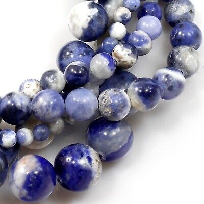 Natural Blue Sodalite Round Loose Bead 15'' Jewelry Making Free Ship Wholesale
