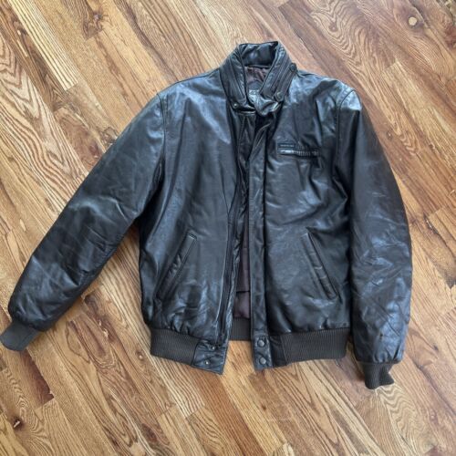 Vintage 80s Members Only Brown Leather Cafe Racer Size 40L Vintage 80s Members Only Brown Leather Cafe Racer Size 40L