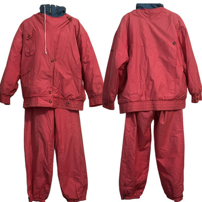 Vintage Bogner Pink 2 Piece Ski Suit Turquoise Lined Jacket Pants 14 W. Germany