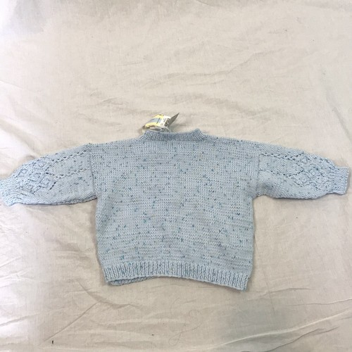 Handmade infant baby boy blue sweater Plymouth yarn dreambaby 12 months