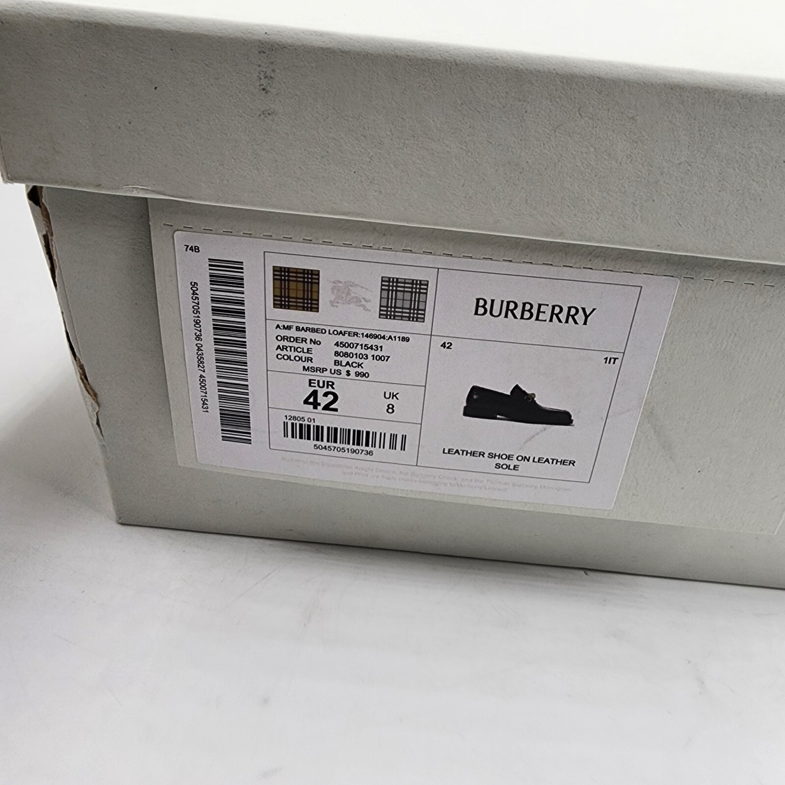 Burberry Leather Barbed Penny Loafers Men's 42 Black Slip On Closure - Picture 16 of 17