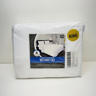 Utopia white Bedding Bed Sheet Set - 4 Piece King Bedding Brushed Microfiber.