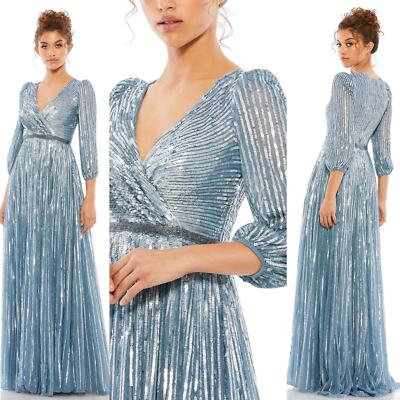 【Mac Duggal】Sequined Wrap Over 3/4 Sleeve Gown 関税送料込 Mac Duggal Women's Sequined Wrap Over 3/4 Sleeve Gown - Macy's