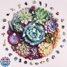 Delobil Mandala Succulent Wooden Puzzles, 500 Pieces Jigsaw Puzzles 16.9'' x16.3'', Unique Design Wooden Puzzles for Adults and Kids, Family Game Gift