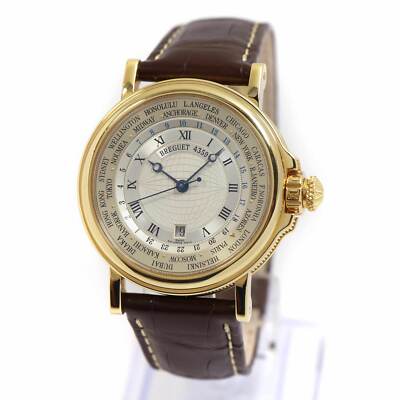 Breguet Marine Hora Mundi 24 Time Zones 3700BA 38MM 18K Yellow Gold Silver Dial
