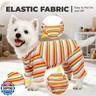 BAEJMJK Striped Dog Pajamas Stretchy Cute Four-Legged Boy Girl Dog Clothes with Sleeves Comfortable Dogs Jumpsuit Colorful Pet Puppy Outfits Apparel for Small Medium Dogs Cats(Yellow,Small)