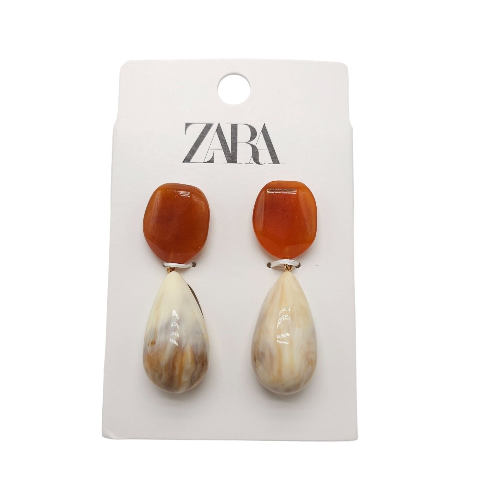 ZARA NEW WOMAN SS24 ECRU RESIN EARRINGS REF:1011/006 | eBay