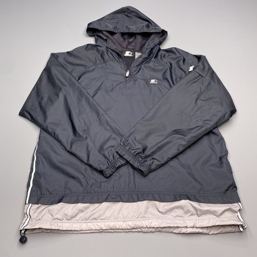 ジャケット・アウター ALOUND VENTILATION JACKET&PANTS NAVY Vtg 90s Starter Men's Navy Gray Rain Hoodie 1/4 Zip Jacket