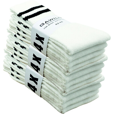 12 Paar Herren retro Tennissocken Sportsocken Arbeitssocken weiß Baumwolle