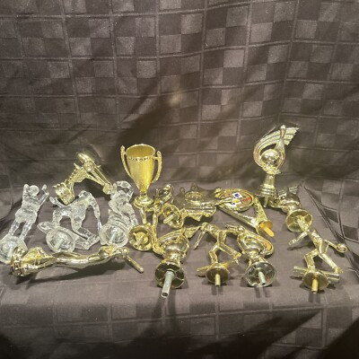 Lot Of 15  Plastic Mixed Trophy Toppers  Car-Football-Baseball-Basketball-Bowlin