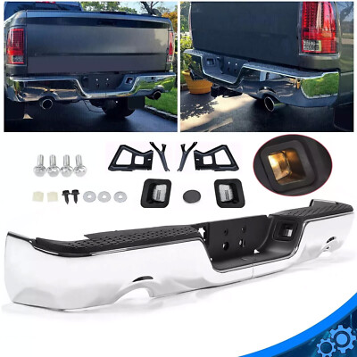 Chrome Rear Step Bumper For 2009-2018 Dodge Ram 1500 W/O Sensor W/ Dual Exhaust