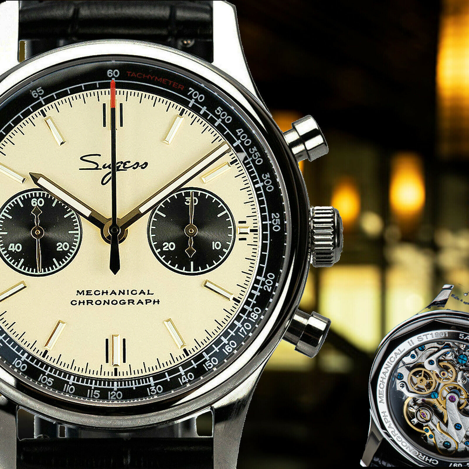 Pre-owned Sugess Chrono Heritage Swanneck Panda Dial Chrono Watch Seagull 1963 Supank005sn