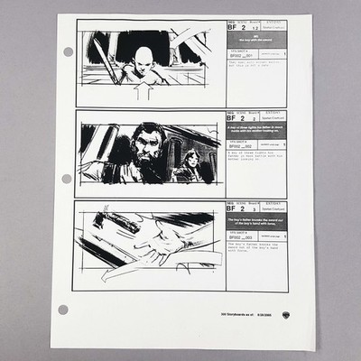 300 Production Used Storyboard, Young Leonidas Trains with Wooden Sword, COA