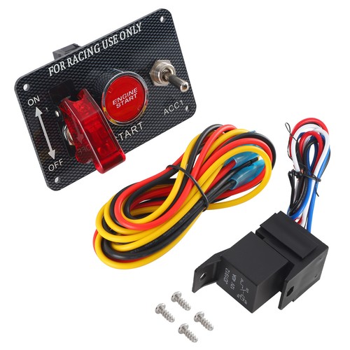 Carbon Ignition Button Switch Panel Engine Start Push LED 12V Toggle Racing Car