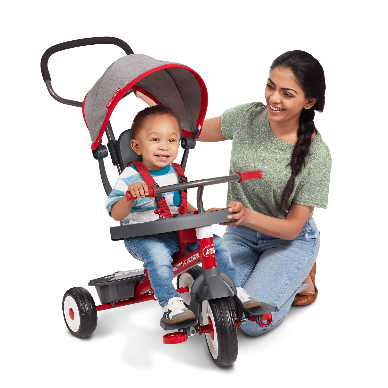Child Tricycle Activity Tray Adjustable Seat Safety Belt 4 Ways Play 1/5 Years