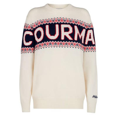 Pre-owned Mc2 Saint Barth Man Sweater With Courma Lettering In White