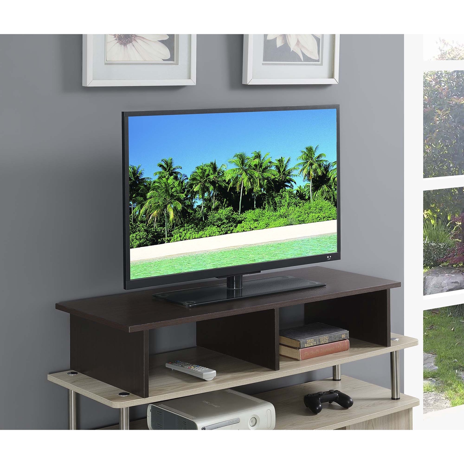 Designs2Go TV/Monitor Riser for TVs up to 46 Inches, Espresso, Indoor.
