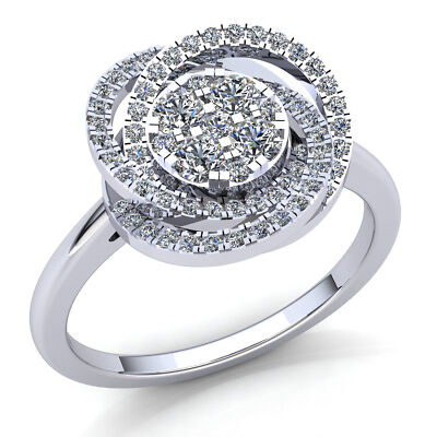 Pre-owned Jewelwesell Genuine 0.75ct Round Cut Diamond Ladies Swirl Up Down Engagement Ring 10k Gold