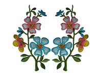 Pair of Brown Thistle Flower Patches Iron Sew On Embroidered Patch Badge Flowers