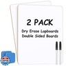 MaxGear Small White Board 2 Pack Dry Erase Boards, 9''x 12'' Mini White Board Double Sided Portable Whiteboards for Students Teachers School Supplies Lapboards Including 2 Markers and 2 Erasers