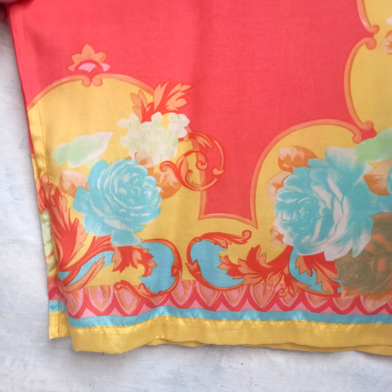 Pre-owned Curvy Couture Women Clothing Summer Griff  Long Dress Kaftan Roses Chiffon Salmon In Pink