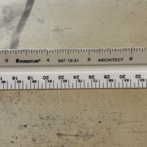 Vintage White Staedler Mars Engineering Architect Ruler 987 19-31, Japan