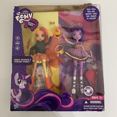 NEW EQUESTRIA GIRLS TWILIGHT SPARKLE SUNSET SHIMMER 2PK DAZZLE ZEST CANTERLOT