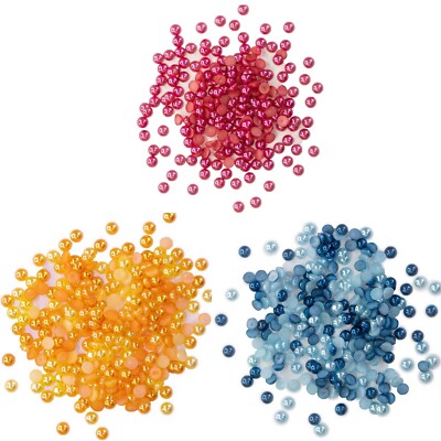 Buttons Galore Flat Back Half Pearls for DIY Crafts - Set of 3 BRIGHT COLORS