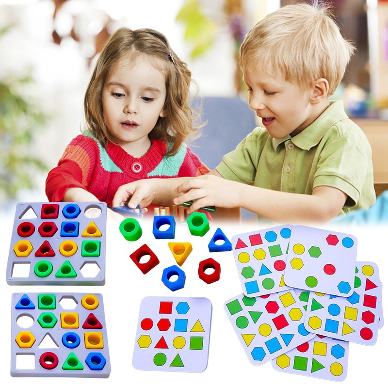 , Board Game With Shape Puzzles For 2 Players