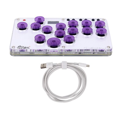Sallybox Plus 15-Button Arcade Controller Purple Keycaps and Layout for Hitbox