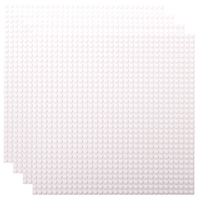 4 Piece Classic Baseplates, For Building Bricks, White, 10x10 Inches