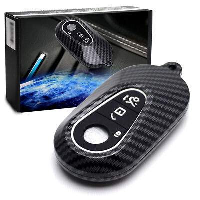 Black ''Carbon'' Key Fob Shell For Mercedes 22+ C E S EQS EQE Gen4 Oval Smart Key