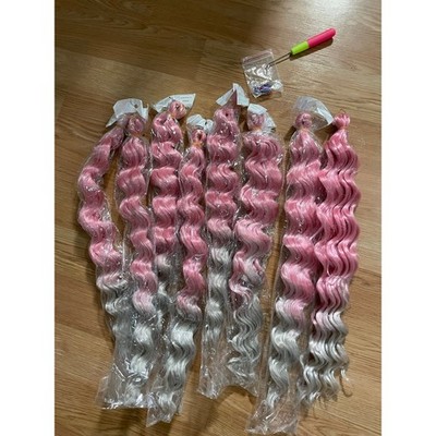 Ocean Wave 24 inch Braiding Hair Pink Silver Ombre 8 Packs