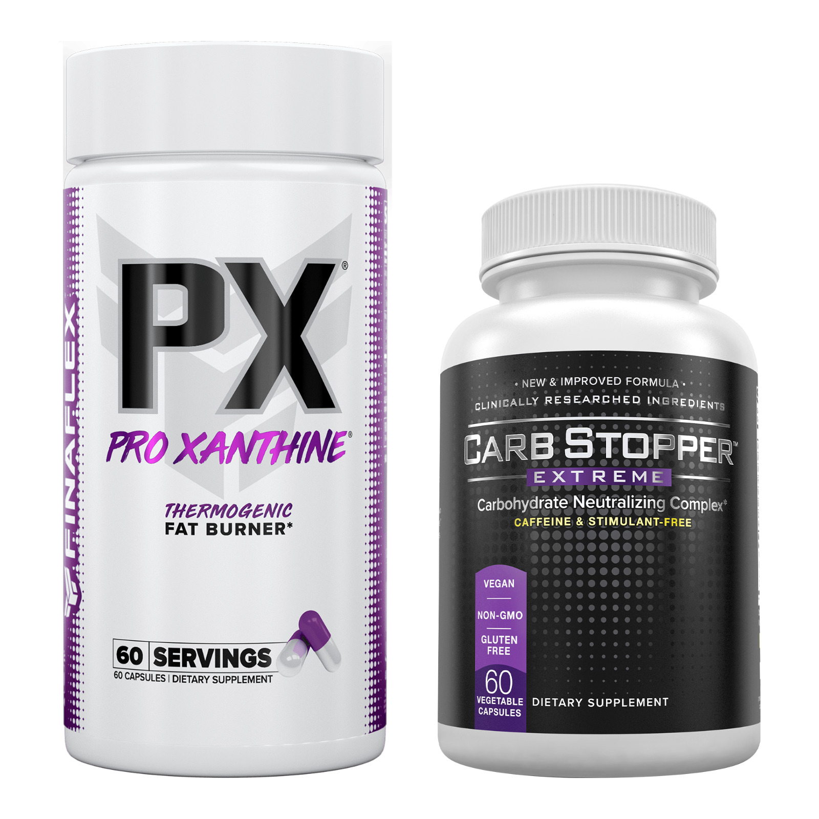 FINAFLEX PX Pro Xanthine + Carb Stopper Extreme Thermogenic Fat Burner Duo 120ct