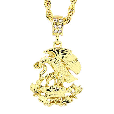 14K Gold Plated Eagle Snake Pendant Cubic-Zirconia 24'' Rope Chain pendant
