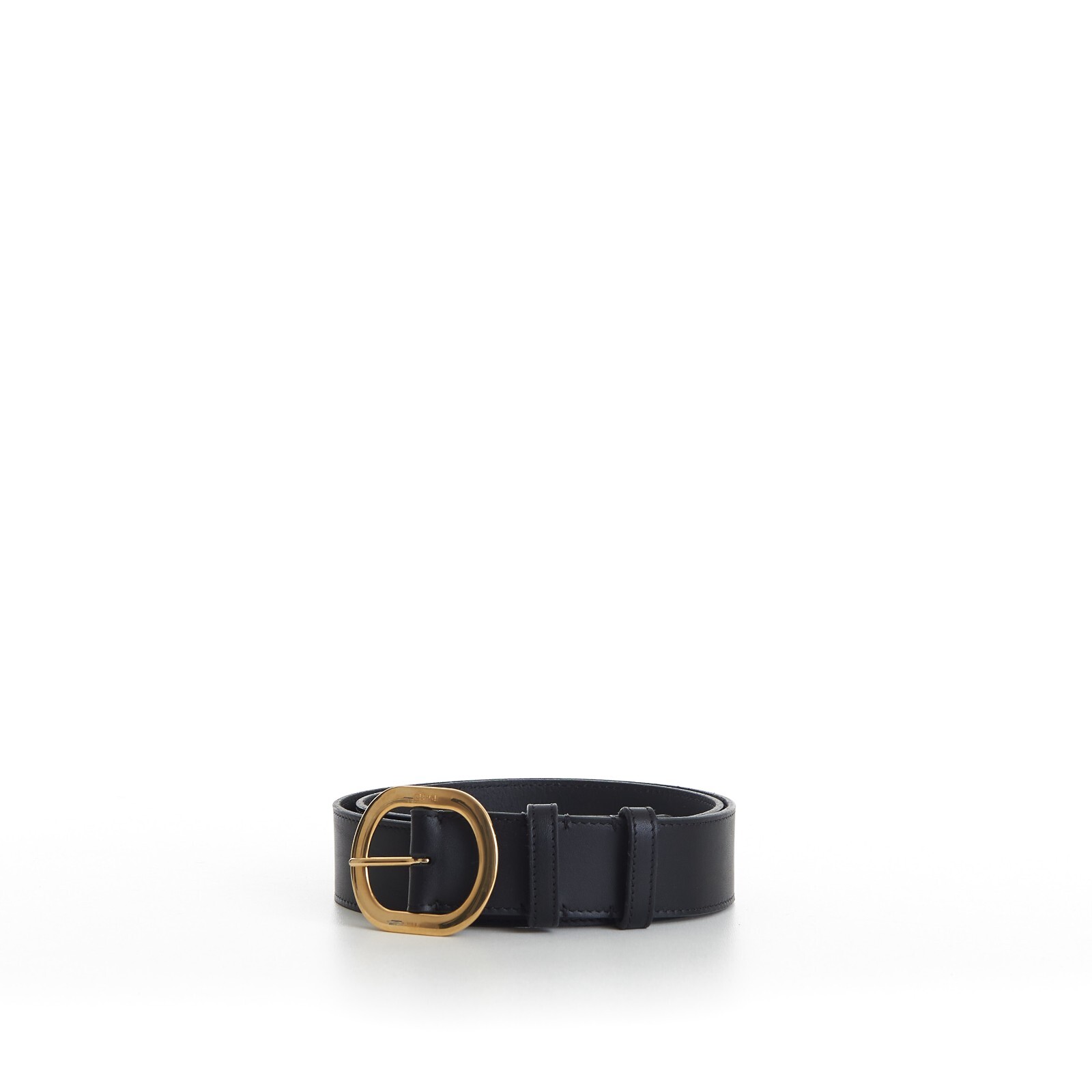 Pre-owned Celine 640$ Black Leather Large Lulu Belt - Vintage Calfskin