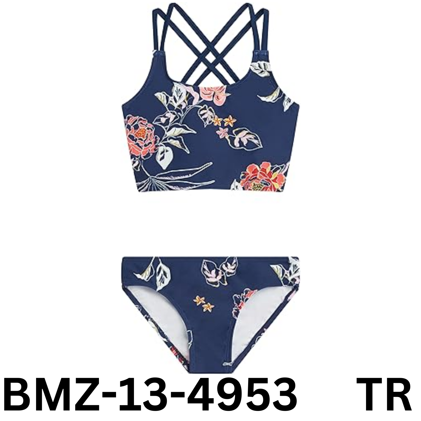 Kanu Surf Girls' Waverly UPF 50+ Beach Sport Criss-Cross Tankini, Reese Navy, 16