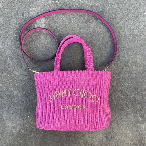 【JIMMY CHOO】E/w raffia beach tote bag Jimmy Choo East-West Raffia Beach Tote Bag | Neiman Marcus
