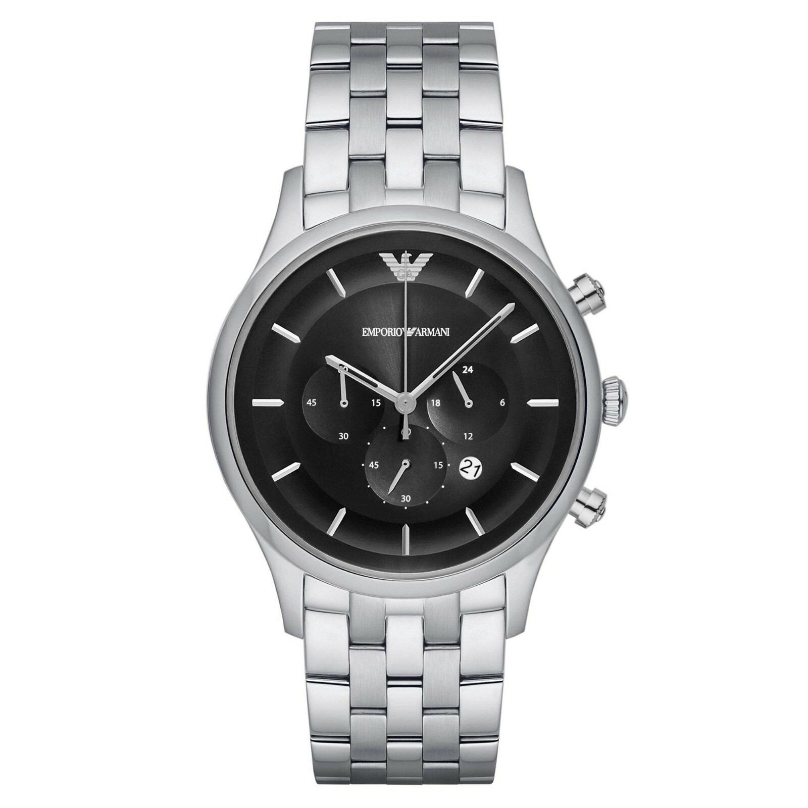 EMPORIO ARMANI AR11017 BLACK SILVER CHRONOGRAPH MENS WATCH EMPORIO ARMANI AR11017 BLACK SILVER CHRONOGRAPH MENS WATCH