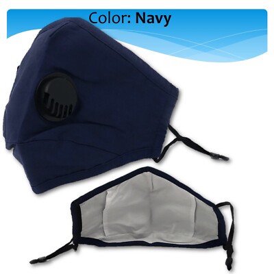 Reusable Washable Cloth Face Mask Breathing Valve PM2.5 Carbon Filter NEW COLORS