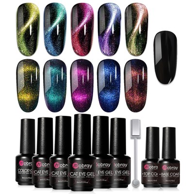 Mobray 9Pcs 9D Cat Eye Nail Polish Set,Cateye Polish Use for Professional Sal...
