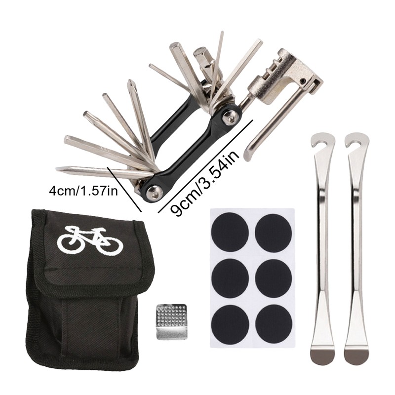 Bike Repair Tool Bike Pocket Multi Function 11 in 1 Folding Tool with Bag