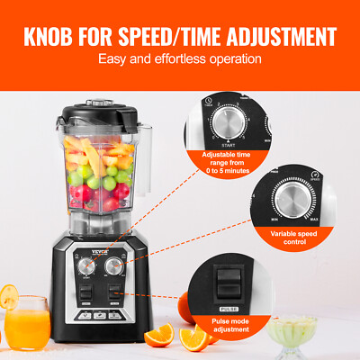 VEVOR 2L Smoothie Blender Professional Countertop Fruit Juicer Smoothie Shakes