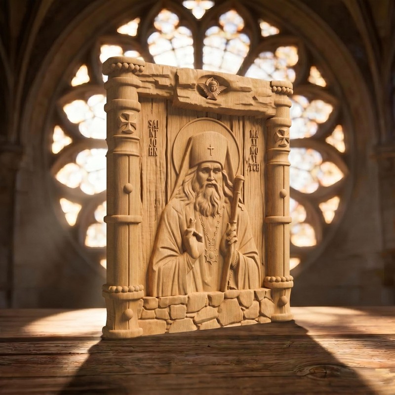 Saint John Maximovitch Patron Saint of Orphans Handmade Christian Woodcarving