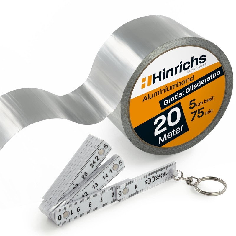 Hinrichs Aluminium Klebeband 20 M X 50 Mm Abdklebeband Alutape Silber Band