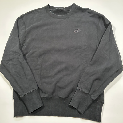 Nike Mens Sportswear Classic Fleece Crew Sweatshirt Pullover Faded Black Size S